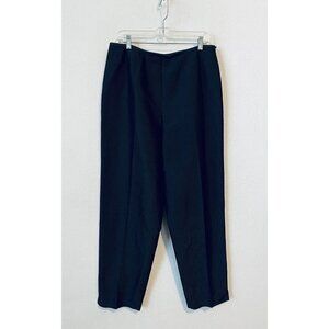 Talbots Dress Pants Womens 16 Ankle Side Zipper Black Silk Dressy Trousers